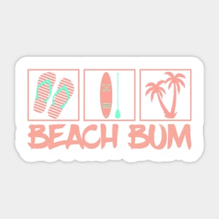 Beach Bum Flip Flops Paddle Board and Palm Trees Sticker